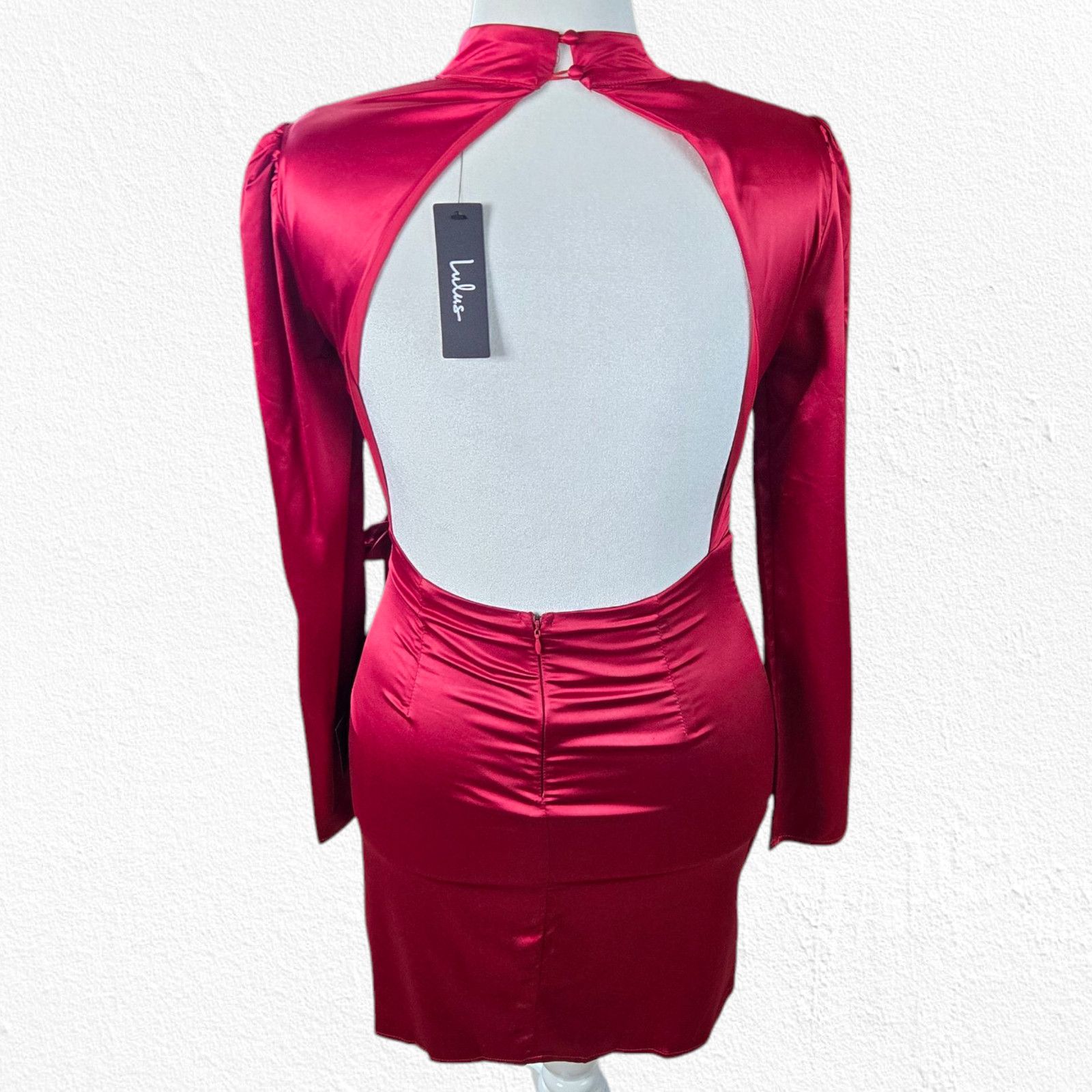 Other Lulus Red Satin Faux Wrap Mini Dress Size Medium Size M / US 6-8 / IT 42-44 - 3 Thumbnail