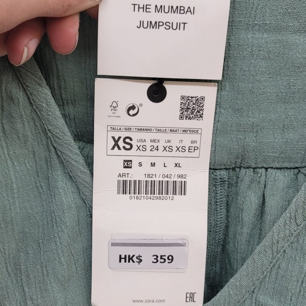 Zara NWT Zara 'Mumbai Jumpsuit' Sage Green Raw Hem Romper & Belt Size 25" / US 0 / IT 36 - 11 Thumbnail