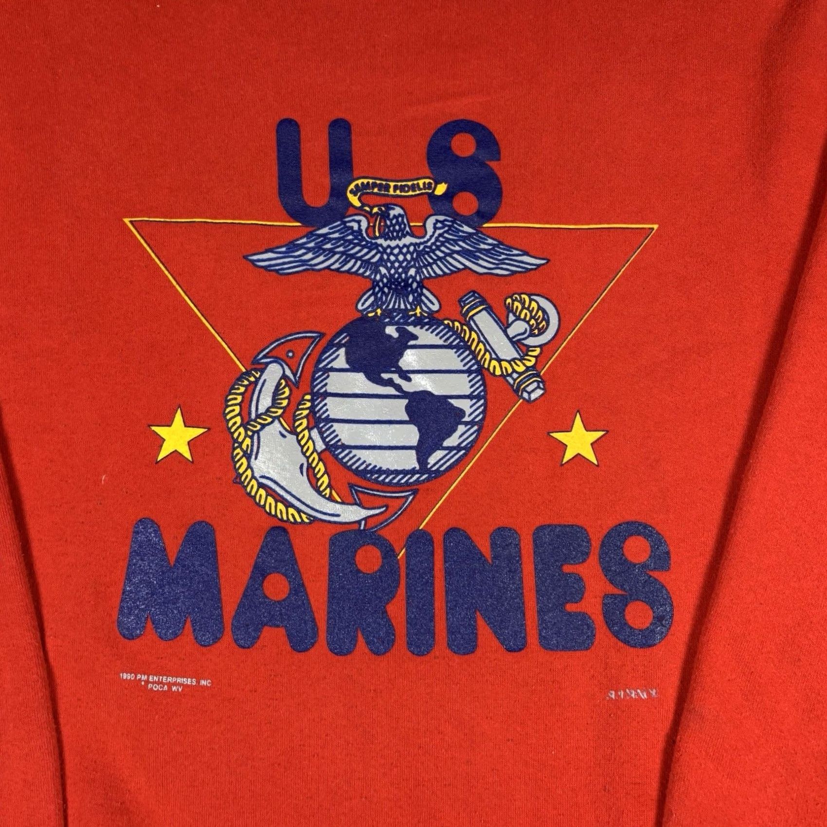 Logo 7 VINTAGE Marines Sweatshirt Logo Print Red Crewneck XL Adult 1990s Military Men Pullover Cotton Fleece Graphic Print Size US XL / EU 56 / 4 - 5 Thumbnail