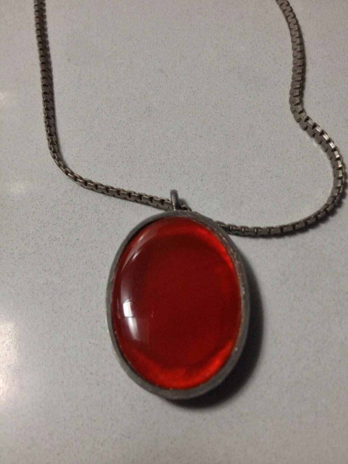 Designer Sterling Silver Necklace with Carnelian Pendant Size ONE SIZE - 1 Thumbnail