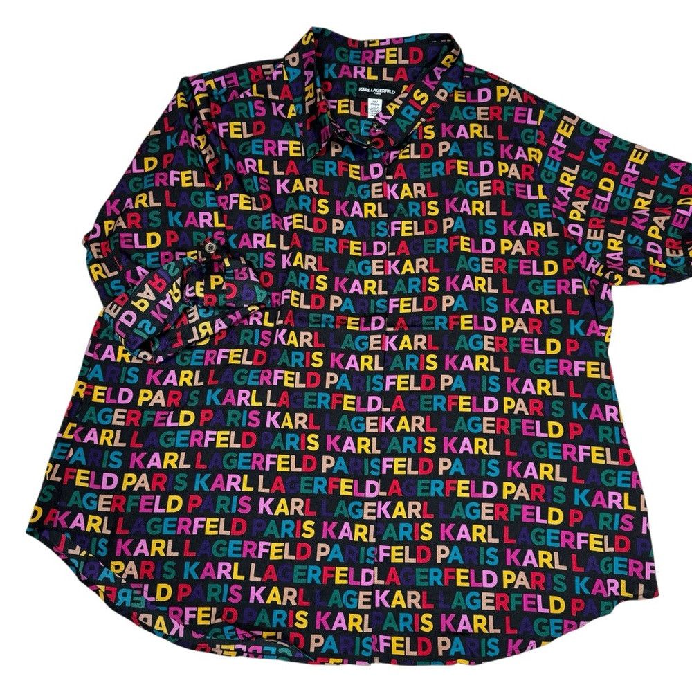 Karl Lagerfeld NWT New $109 Karl Lagerfeld Logo Button Front Blouse Size 2 Size XXL / US 16-18 / IT 52-54 - 5 Thumbnail