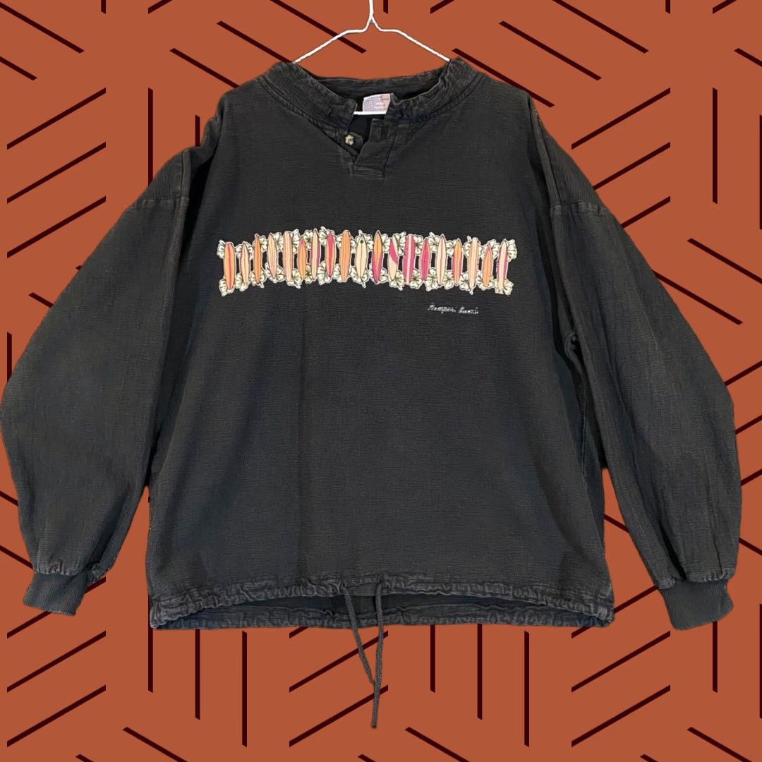 Vintage Newport Beach Jacket Men L Boxy Faded Black Henley Top Pullover Rhode Island Jacket Size US L / EU 52-54 / 3 - 1 Thumbnail