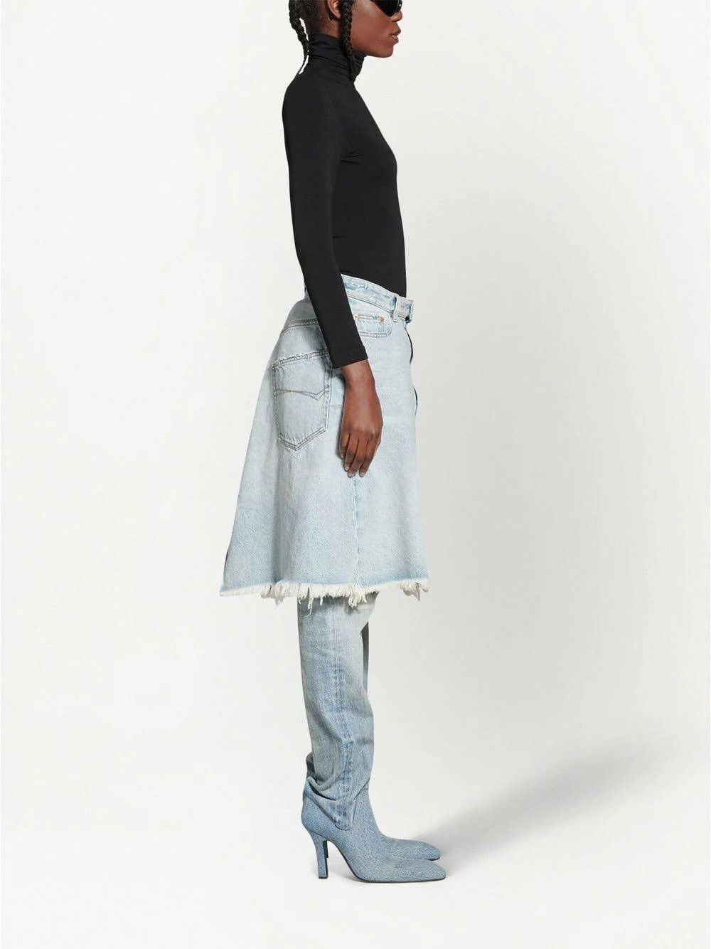 Balenciaga o1mt1gz0824 Pull-Up Skirt in Blue Skies Size 27" / US 4 / IT 40 - 2 Thumbnail