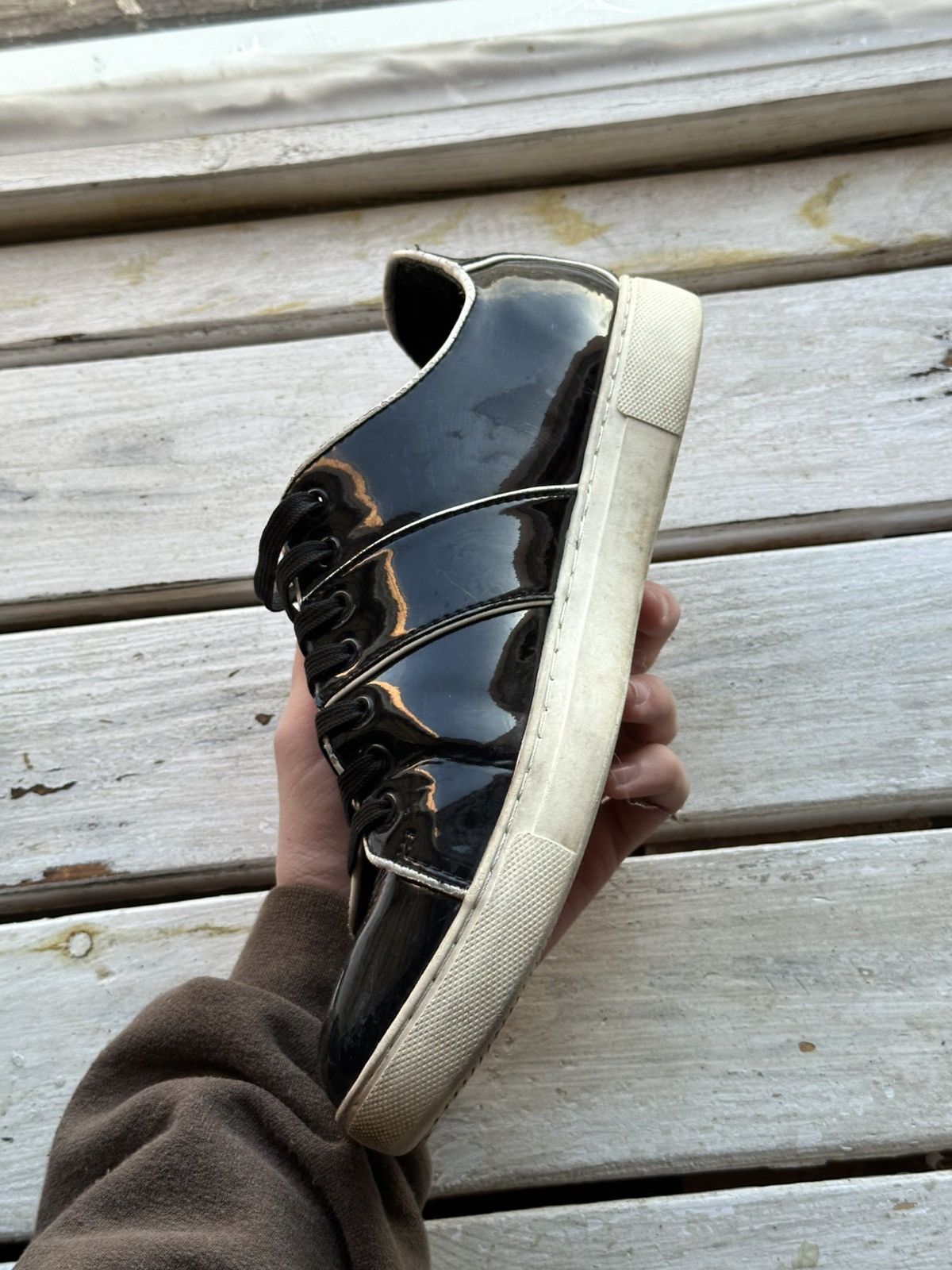 Designer × Emporio Armani × Giorgio Armani 🚨ARMANI BLACK SHOES MINIMALISM SNEAKERS MONOGRAM LUXURY Size US 6 / EU 39 - 4 Thumbnail