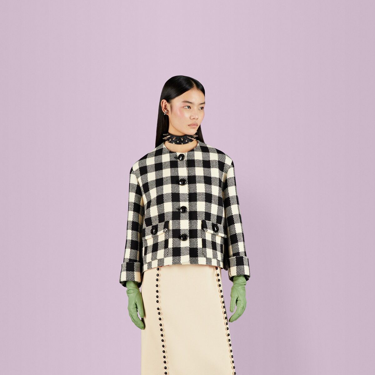Gucci 46 XL - Gucci Gingham Wool Jacket Check Black White Size L / US 10 / IT 46 - 5 Thumbnail
