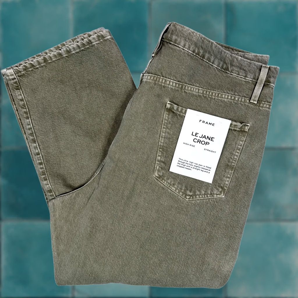 Frame FRAME Le Jane Crop Olive Green High Rise Straight Leg Jeans Women's 34 NEW Size 24" / US 00 / IT 34 - 1 Thumbnail