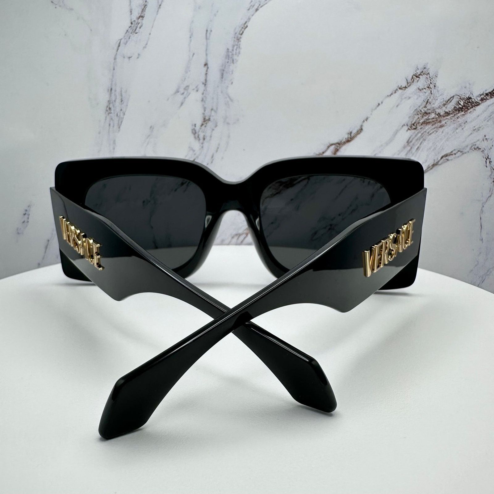 Versace New VERSACE Sunglasses Black Gold Metal Letter 3D Logo Size ONE SIZE - 6 Thumbnail