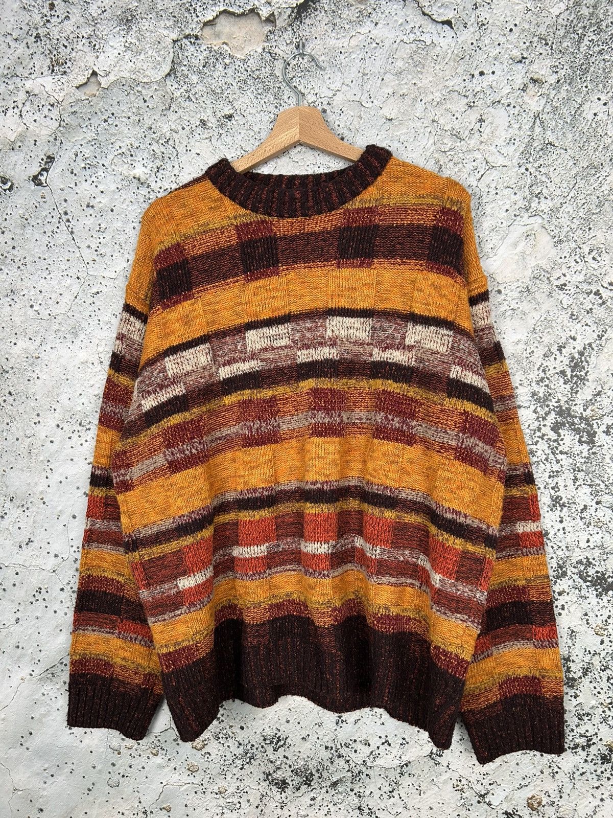 Vintage Fiume Wool Sweater Avant Garde Stripe Japanese