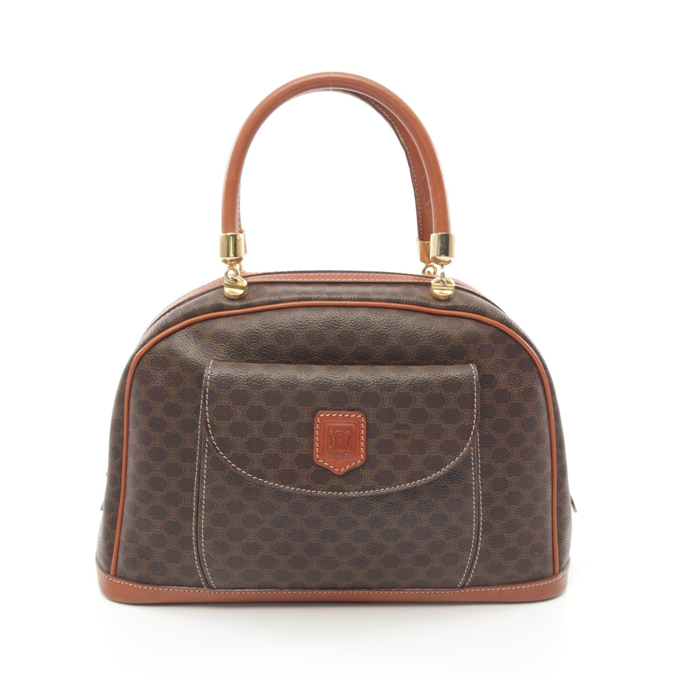 Celine Celine Macadam Handbag Leather Dark Brown Size ONE SIZE - 1 Thumbnail
