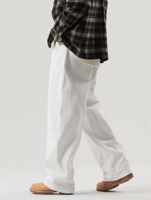 Japanese Brand High street white straight cleanfit wide-leg jeans Size US 32 / EU 48 - 3 Thumbnail