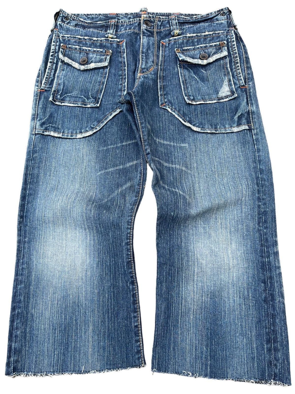 Japanese Brand Vintage Japanese Brand Bush Pant Pocket Blue Washed Jorts Size US 34 / EU 50 - 1 Thumbnail