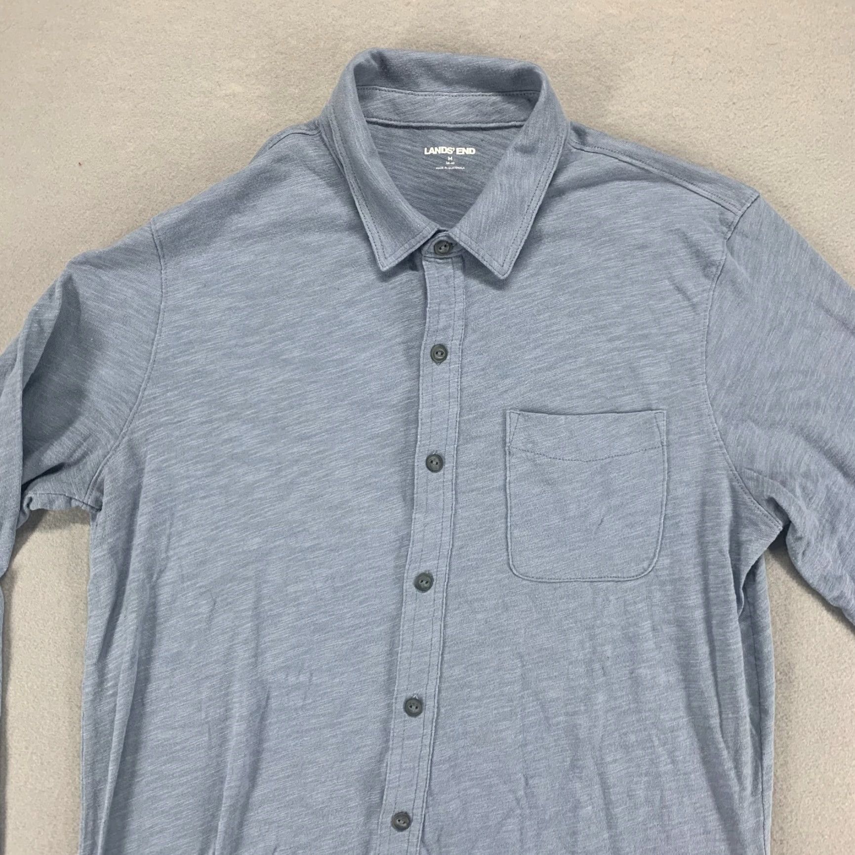 Lands' End Lands' End Shirt Mens Medium Blue Long Sleeve Pocket Button Up Polyester Size US M / EU 48-50 / 2 - 2 Thumbnail