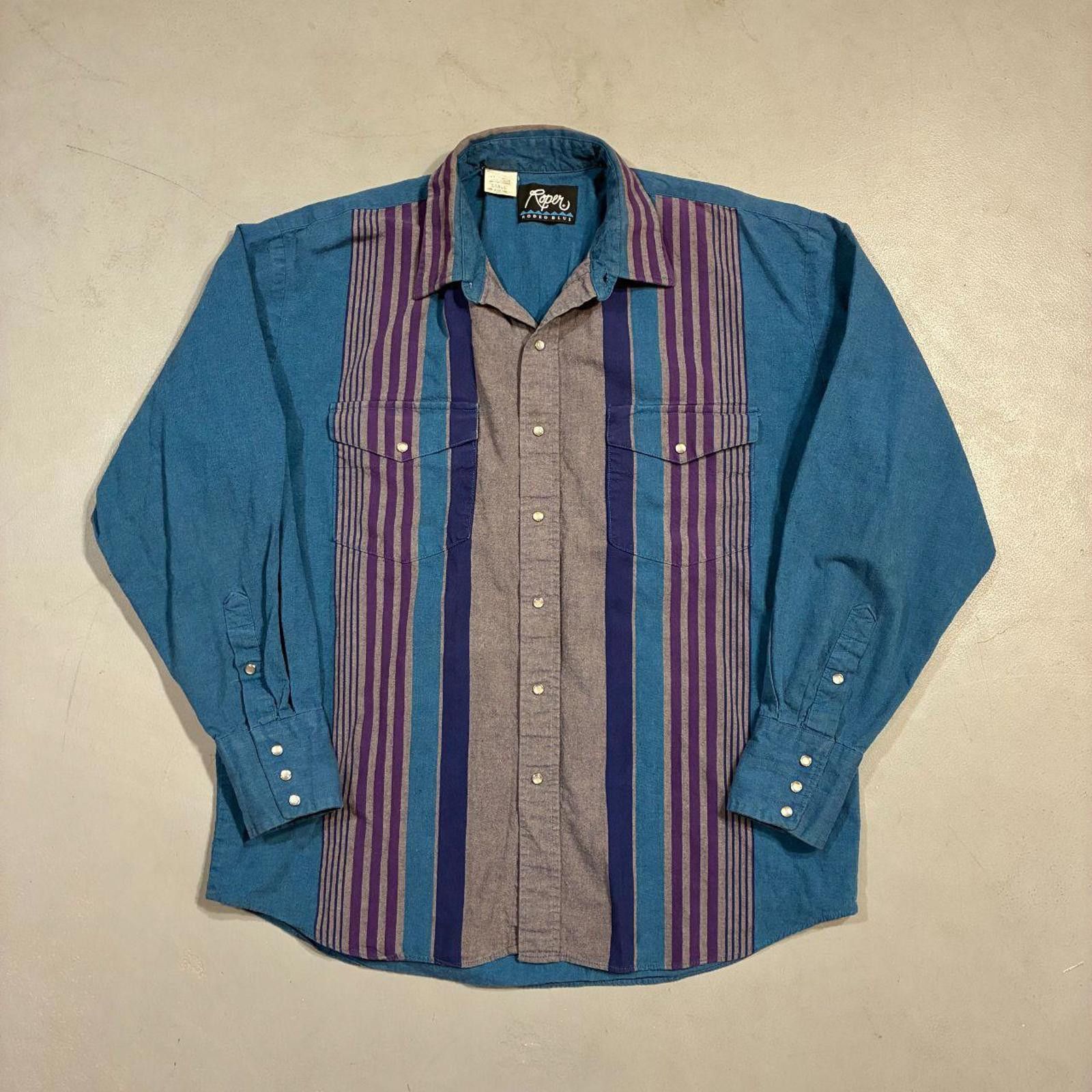 Roper Vintage Roper Rodeo Blue Western Pearl Snap Shirt Size US L / EU 52-54 / 3 - 1 Thumbnail