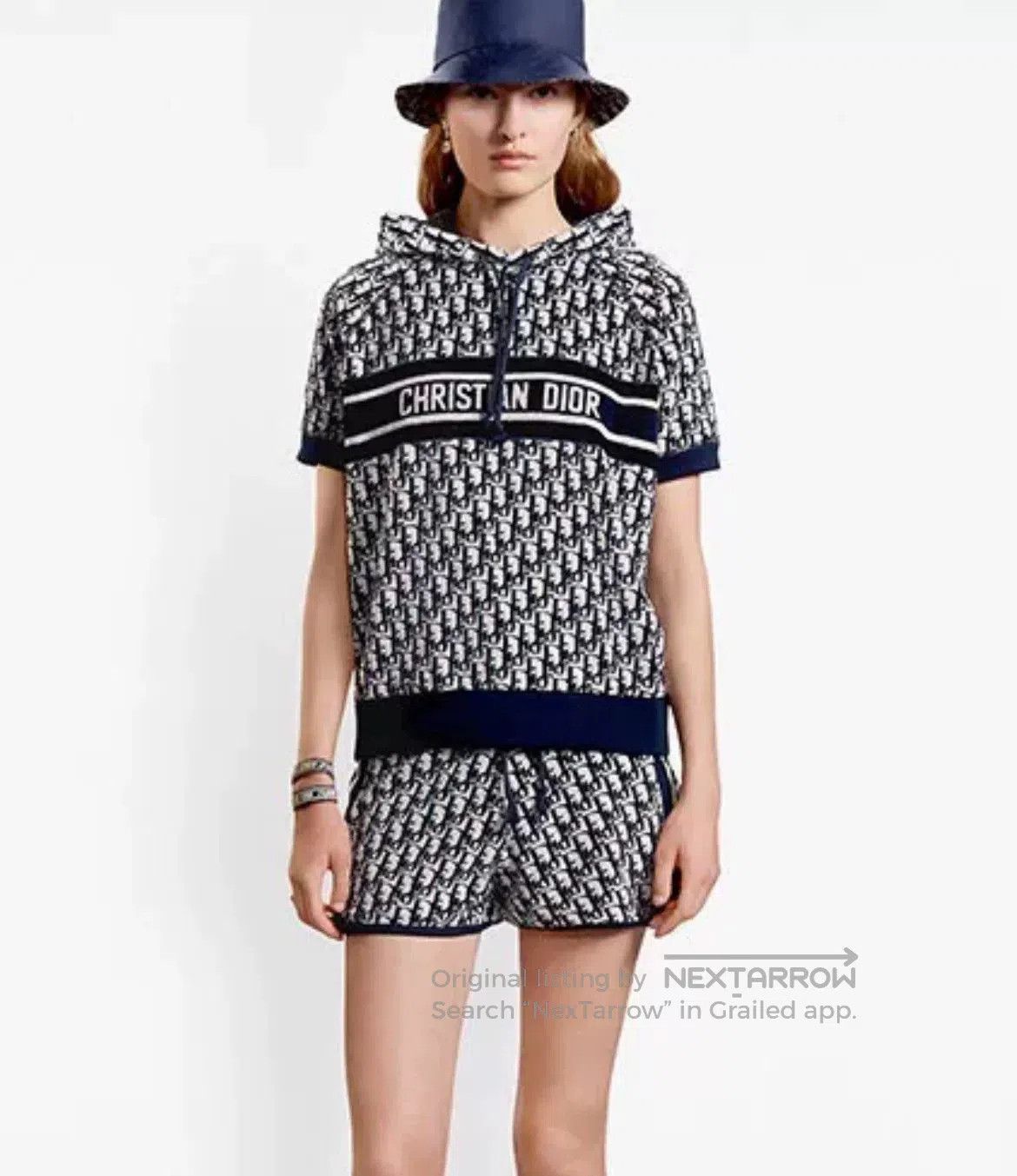 Dior dior navy logo hooded short sleeve sweatshirt. Size XS / US 0-2 / IT 36-38 - 5 Thumbnail