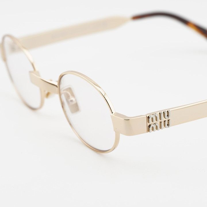 Miu Miu Miu Miu MUB51S 5AK10W Sunglasses Gold Oval Frame, Clear Size ONE SIZE - 9 Thumbnail