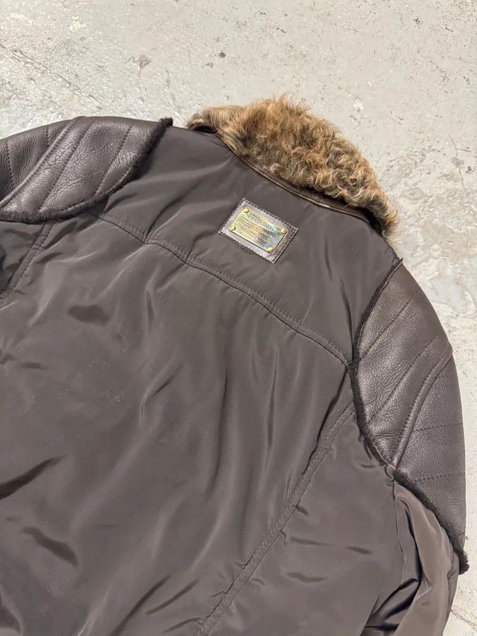 Dolce & Gabbana × Vintage FW2008 Dolce & Gabbana Black Hybrid Faux Fur Collar Leather Jacket Size L / US 10 / IT 46 - 5 Thumbnail