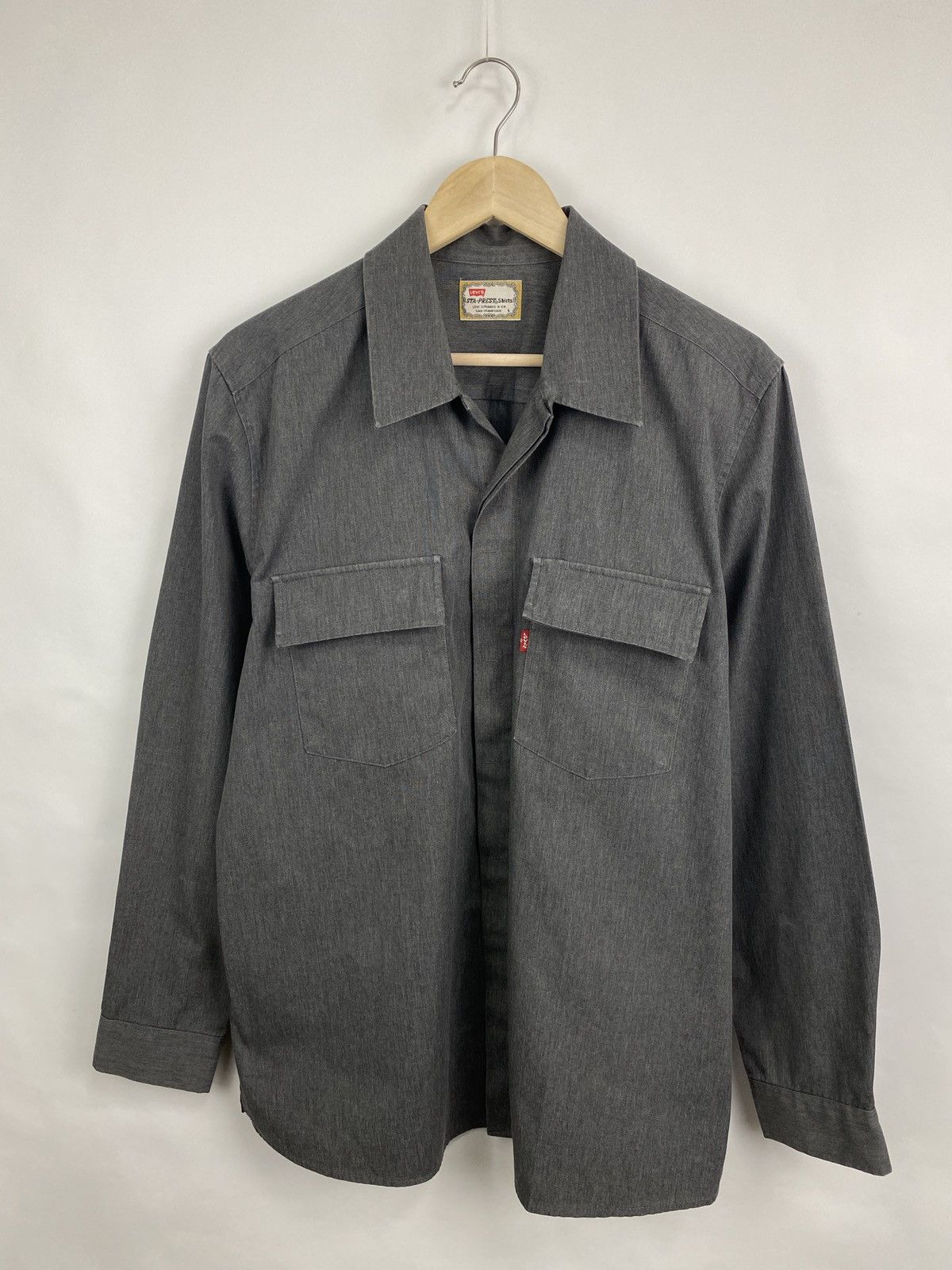 Levi's 🇺🇸 Vintage 90s Levi’s Sta Prest Shirt Retro Rare Hype Y2K Size US L / EU 52-54 / 3 - 3 Thumbnail
