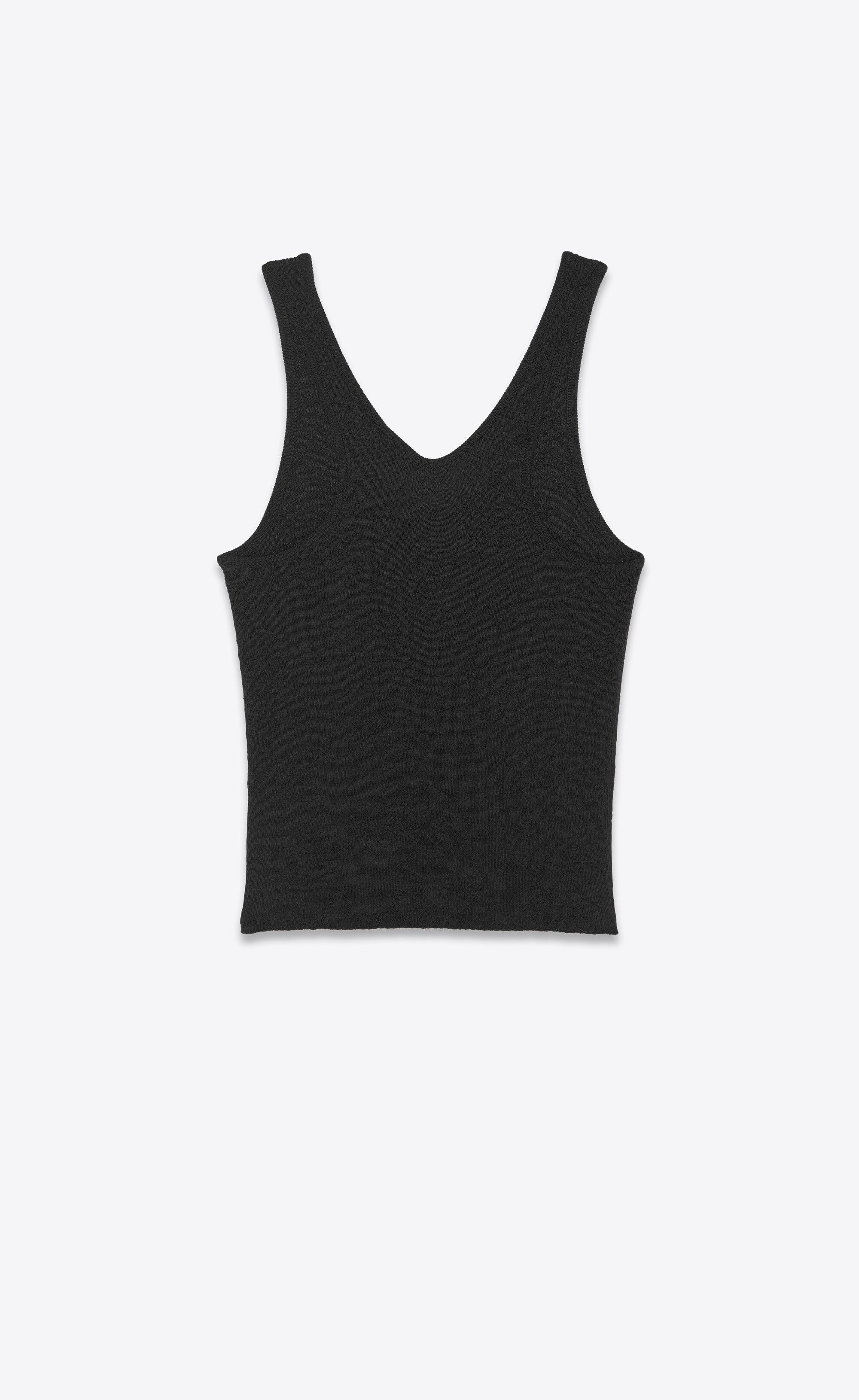 Saint Laurent Paris o1s1wg111224 Tank Top in Wool and Silk in Black Size M / US 6-8 / IT 42-44 - 2 Thumbnail