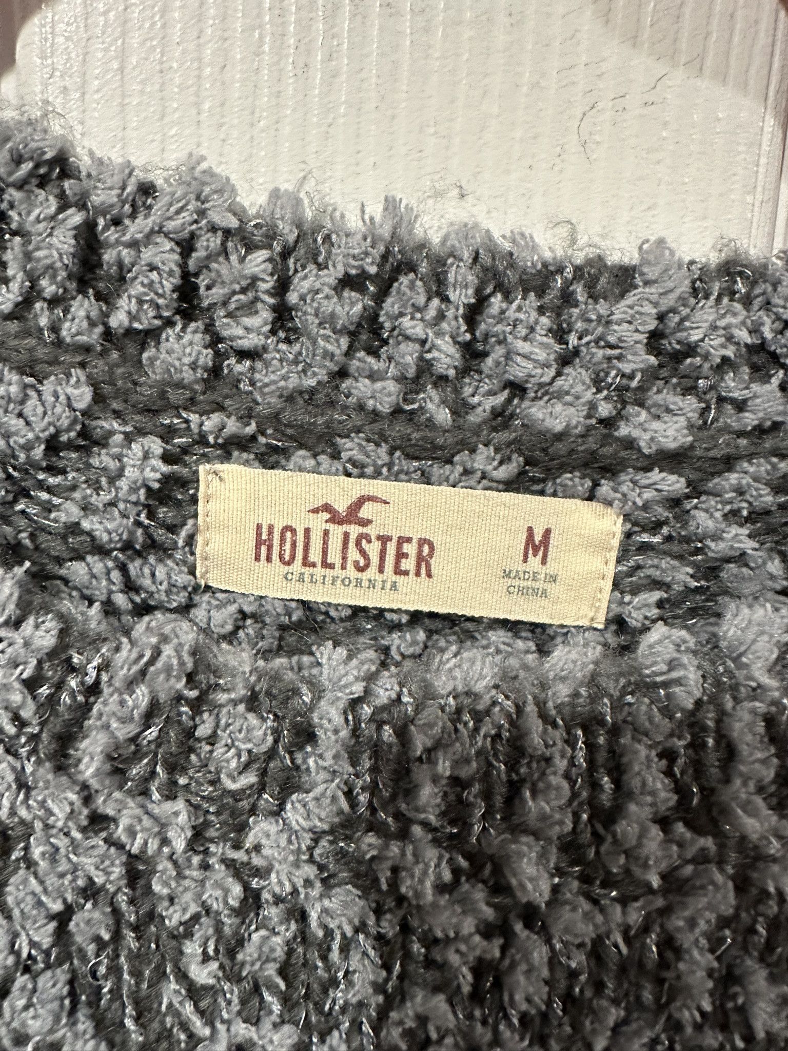 Hollister Hollister Chenille Sweater Gray Silver Metallic Medium 074 Size M / US 6-8 / IT 42-44 - 3 Thumbnail