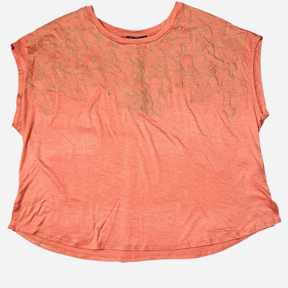 Adrianna Papell NWT New $99 Adrianna Papell Floral Embroidered Short Sleeve Size XL / US 12-14 / IT 48-50 - 2 Thumbnail