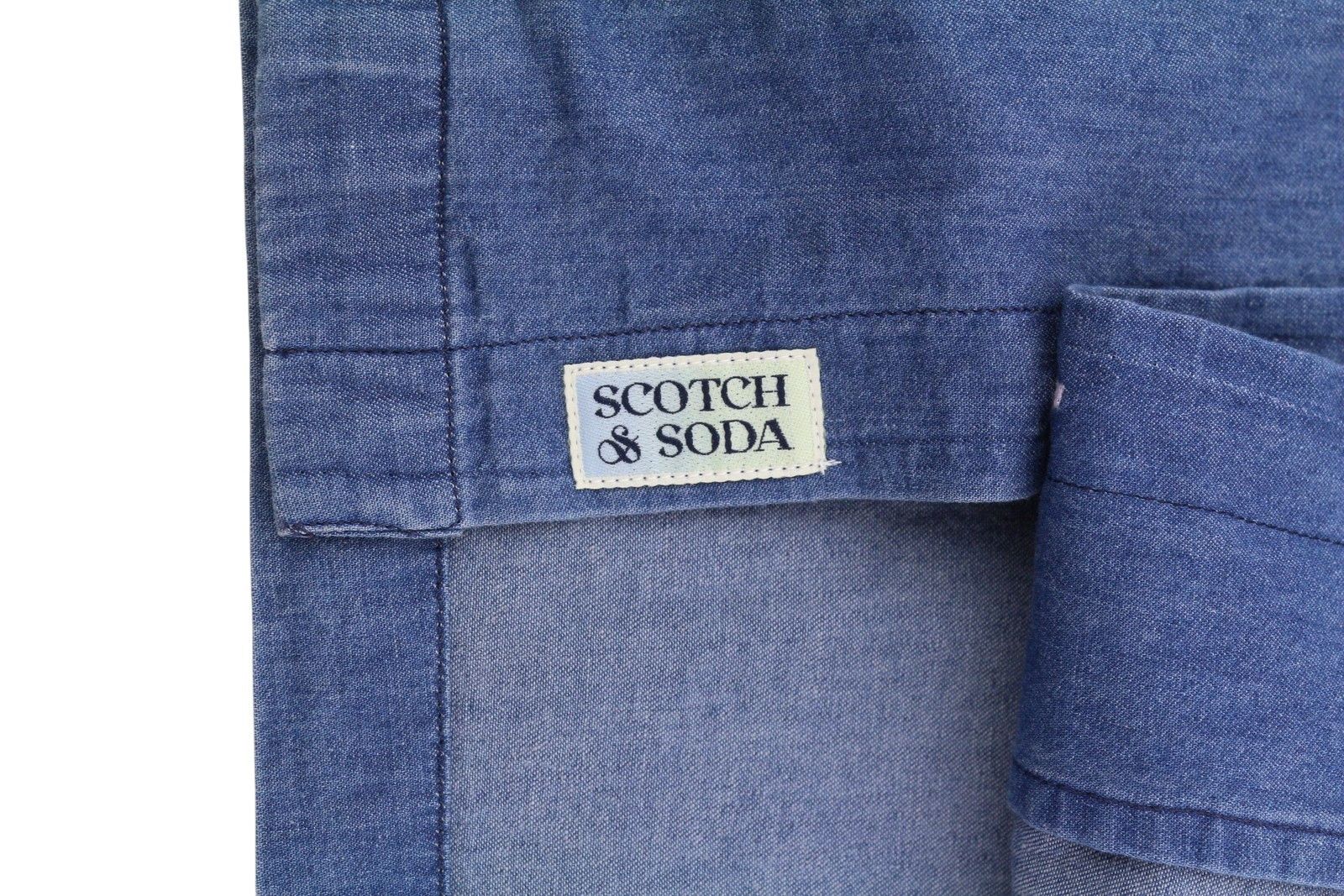 Scotch & Soda L Blue Denim Look Short Sleeve Shirt 88526 Size US L / EU 52-54 / 3 - 6 Thumbnail