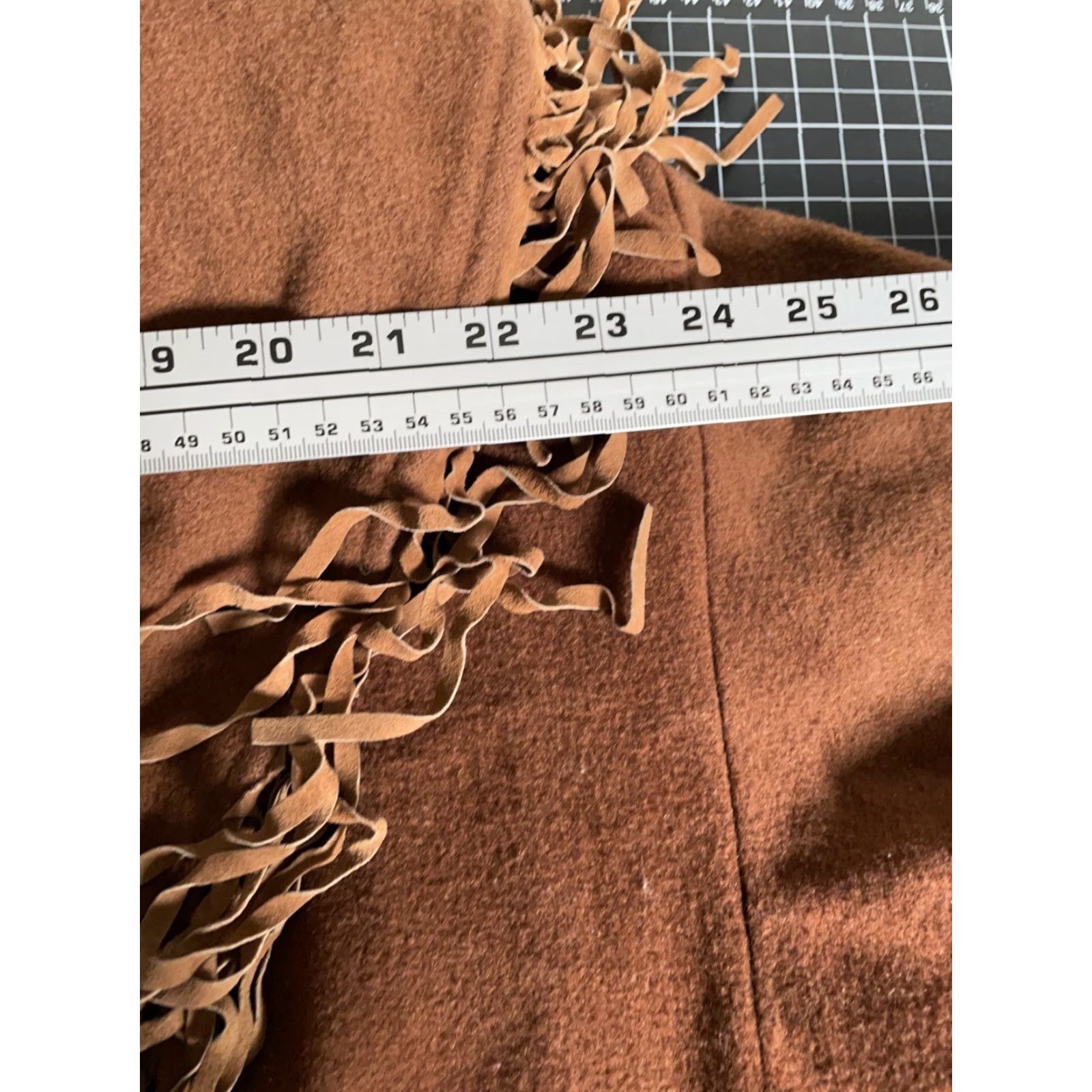 Lorovi Brown Wool Fringe Jacket Women\'s Large 1-Button Western Boho Retro