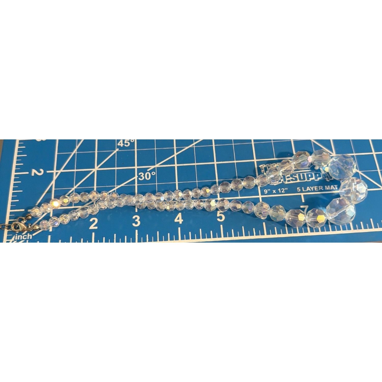 Other Vintage Clear Crystal AB Bead Necklace Graduated Silver Tone Size ONE SIZE - 5 Thumbnail