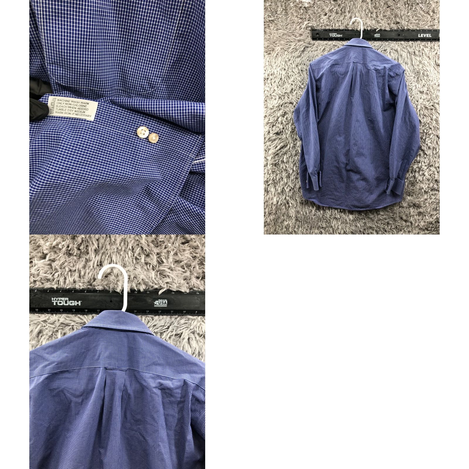 Vintage Kirkland Signature Non-Iron Shirt 15.5 Mens Long Sleeve Button Down Collar Blue Check NC Size US L / EU 52-54 / 3 - 9 Thumbnail