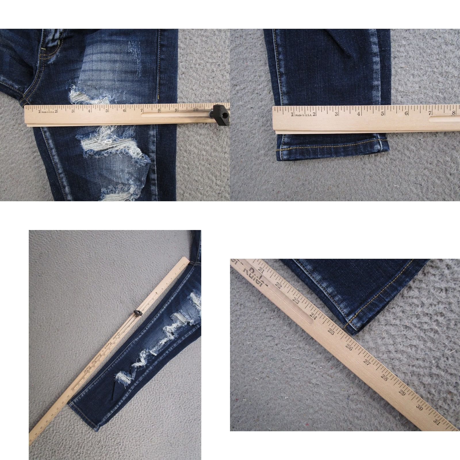 Vintage Kancan Womens Blue Distressed Denim Dark Wash Stretch Skinny Jeans Size 27 Size 27" / US 4 / IT 40 - 8 Thumbnail