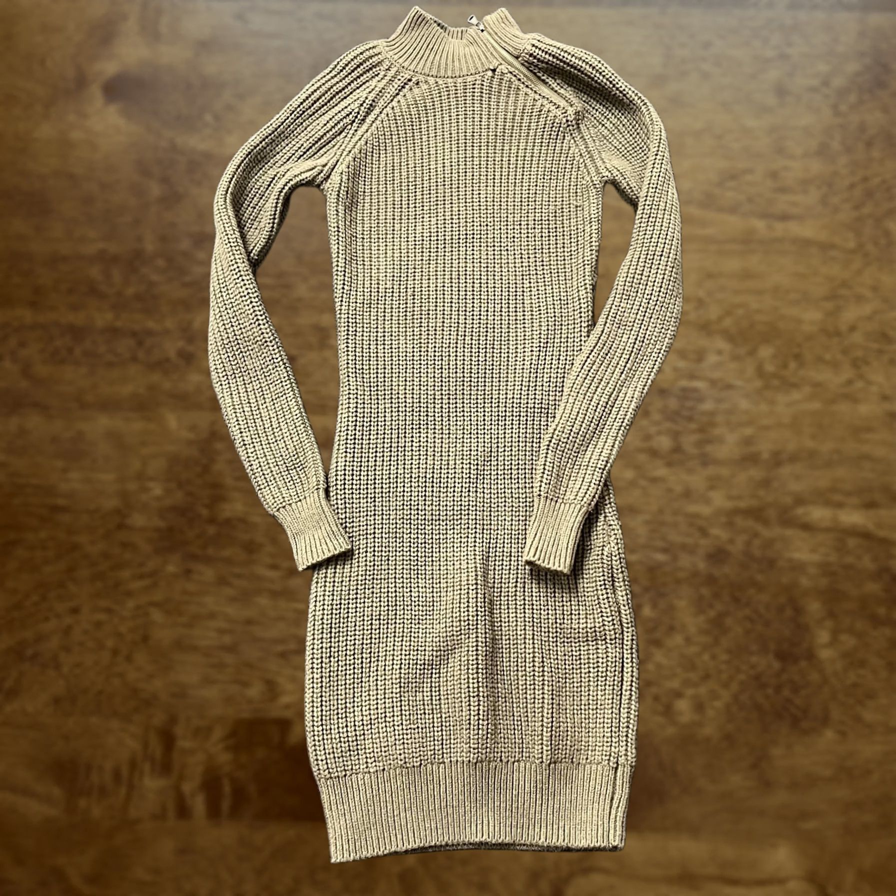 Vintage YET AGAIN Sweater Dress S Women Slim Fit Olive Green Knit Mini Bodycon Size S / US 4 / IT 40 - 1 Thumbnail