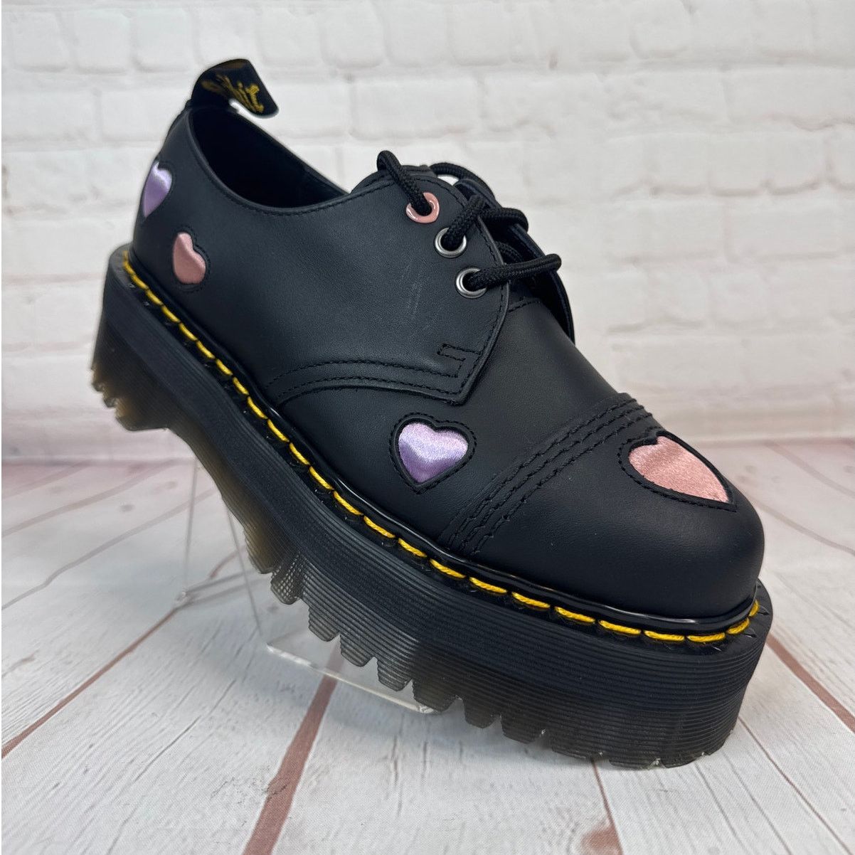 Dr. Martens 1461 Lace Up Quad Heart Leather Platform Shoes