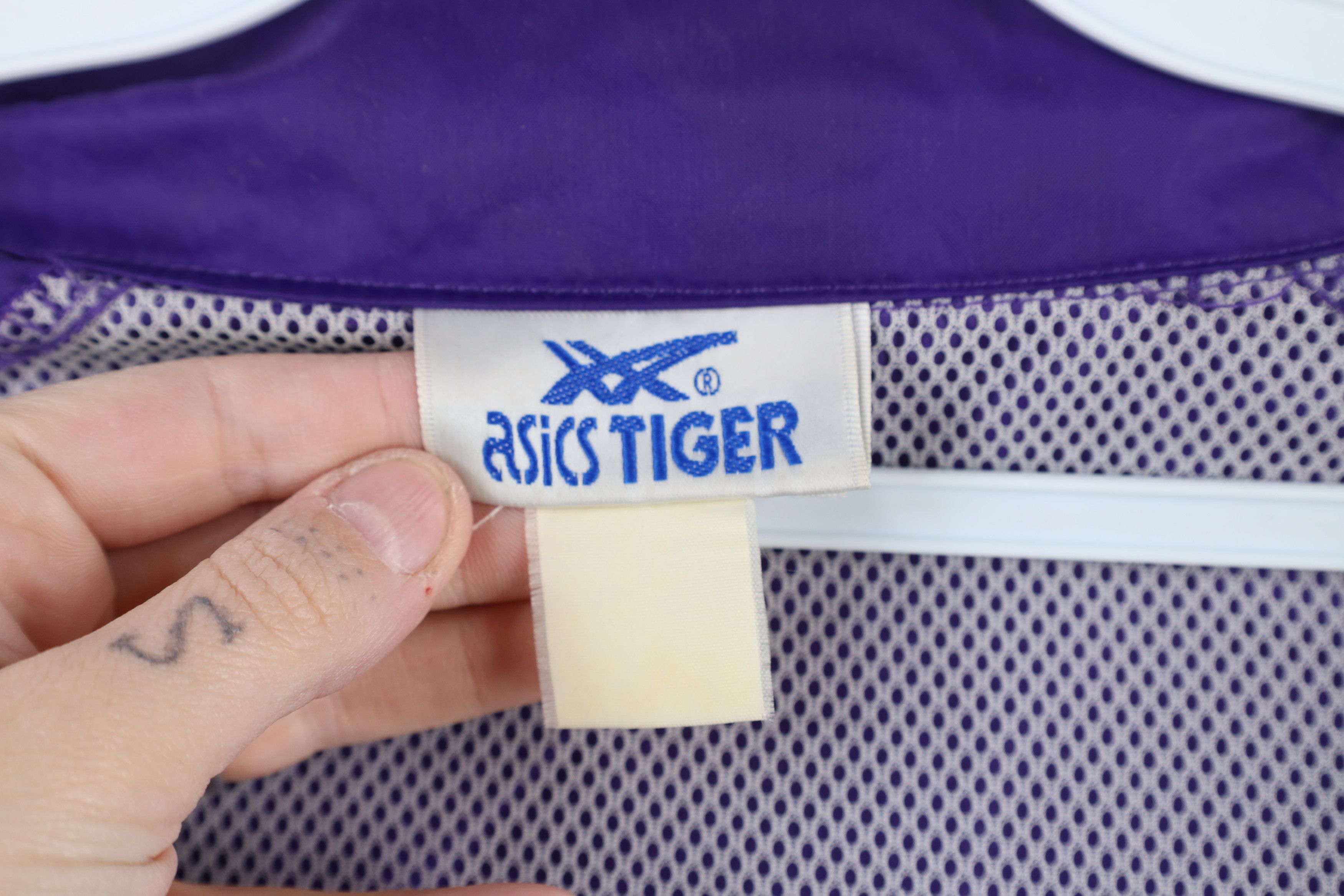 Asics × Vintage Vintage 80s 90s Asics Logo Striped Hooded Windbreaker Jacket Size US M / EU 48-50 / 2 - 11 Thumbnail