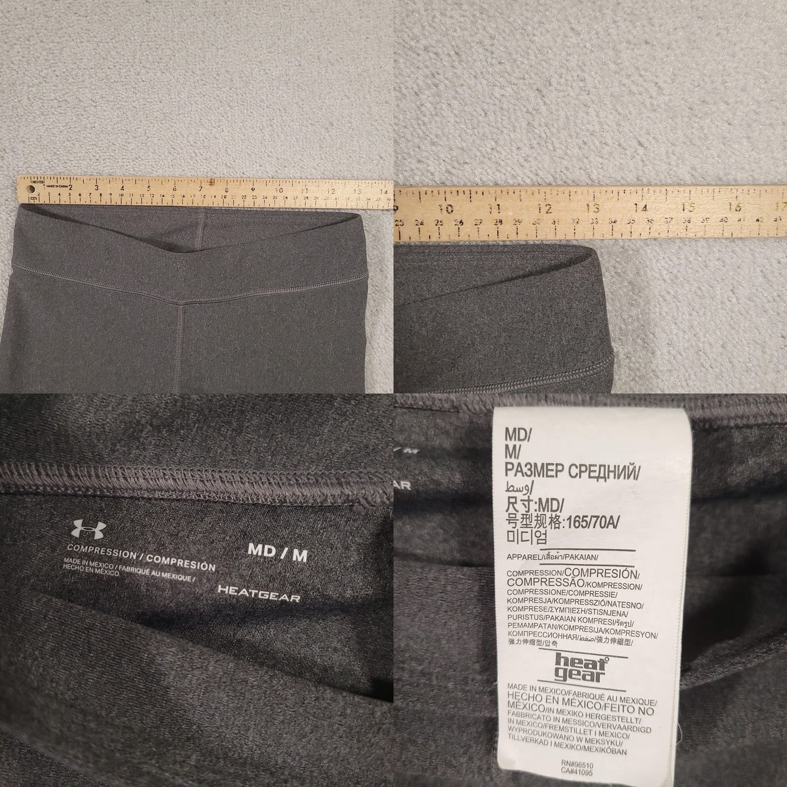 Under Armour Under Armour Pants Womens Medium Gray HeatGear Compression Leggings Colorblock Size 32" / US 10 / IT 46 - 8 Thumbnail