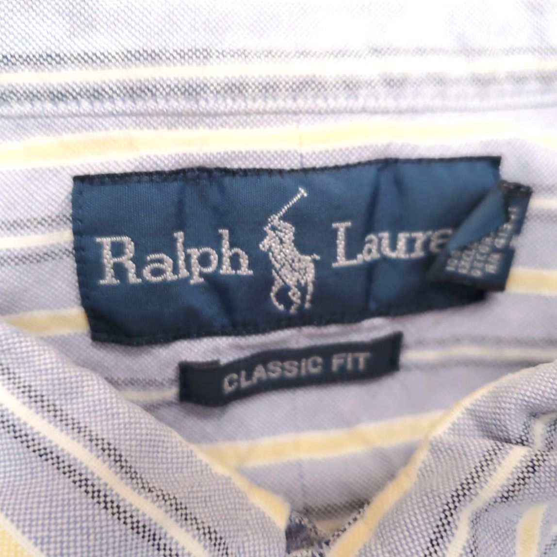 Ralph Lauren VINTAGE Ralph Lauren Shirt Mens XL Blue Yellow Striped Classic Fit Button-Up Size US XL / EU 56 / 4 - 6 Thumbnail