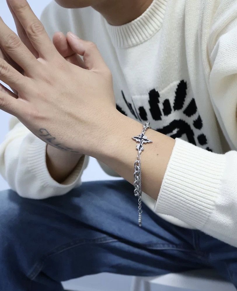 Japanese Brand × Jewelry Fashion punk melting cross layered cuban link chain bracelet Size ONE SIZE - 3 Thumbnail
