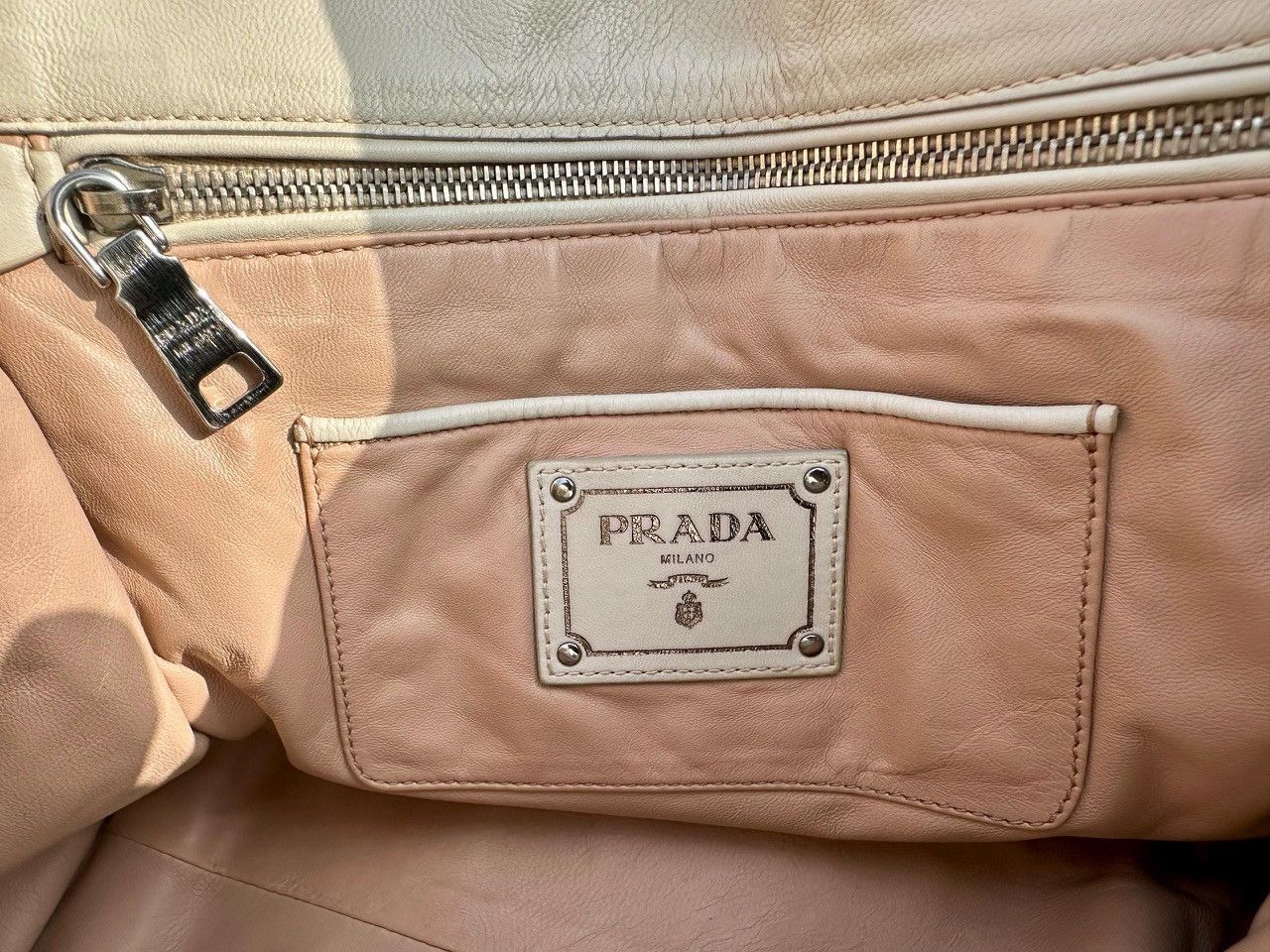 Prada Authentic Prada Nappa Gaufre Lambskin White Giacchio Tote Size ONE SIZE - 8 Thumbnail