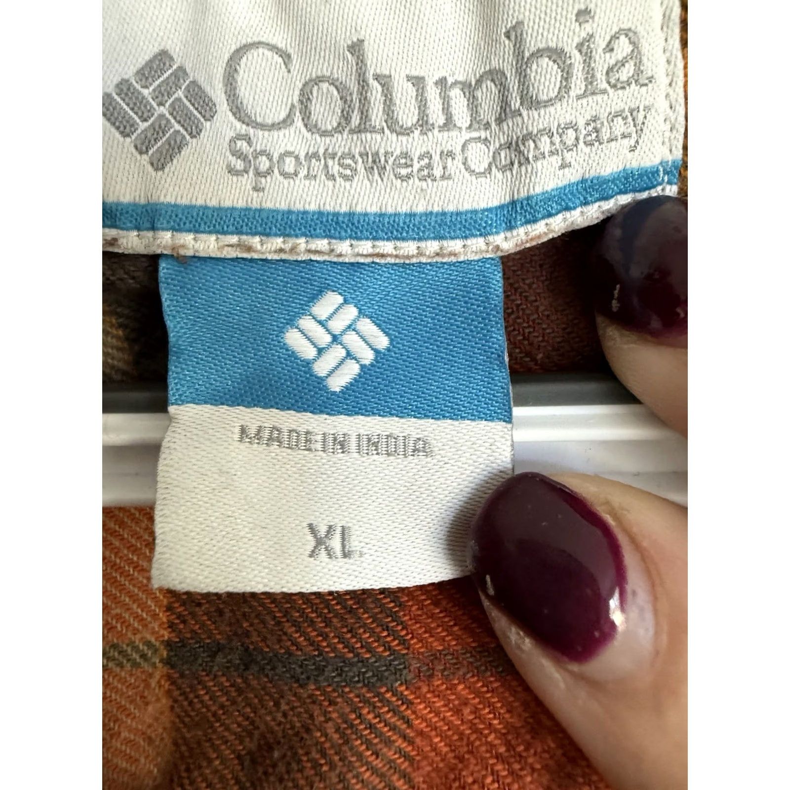 Vintage Columbia Flannel Shirt Orange/Blue Plaid Mens XL Omniwick Long Sleeve Outdoors Shirt Size US XL / EU 56 / 4 - 4 Thumbnail