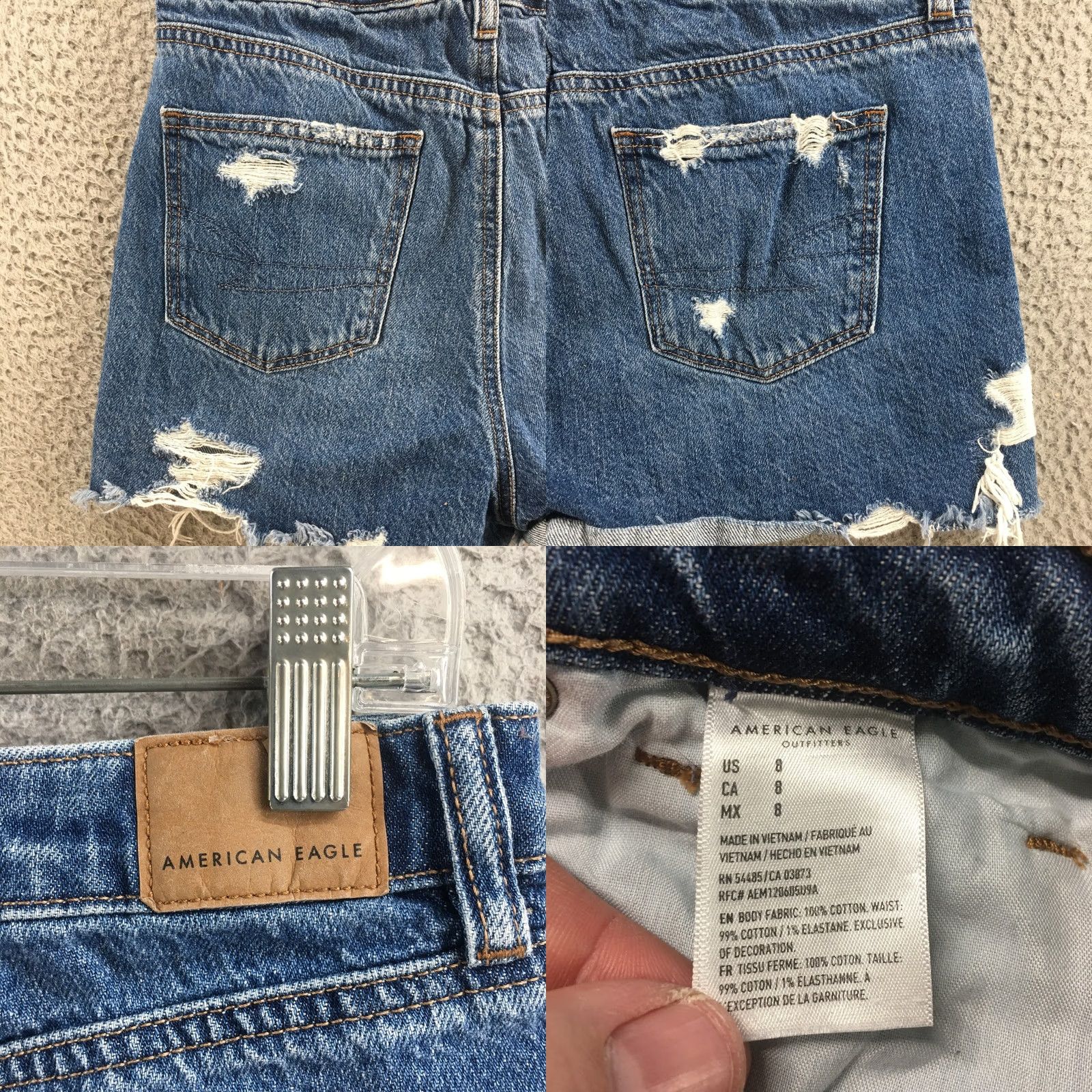 American Eagle Outfitters American Eagle Cut Off Short Womens 8 Blue Distressed Denim Zip Fly Button Front Shirt Womens 8 Blue Distressed Denim Zip Fly Button Front Size 30" / US 8 / IT 44 - 8 Thumbnail