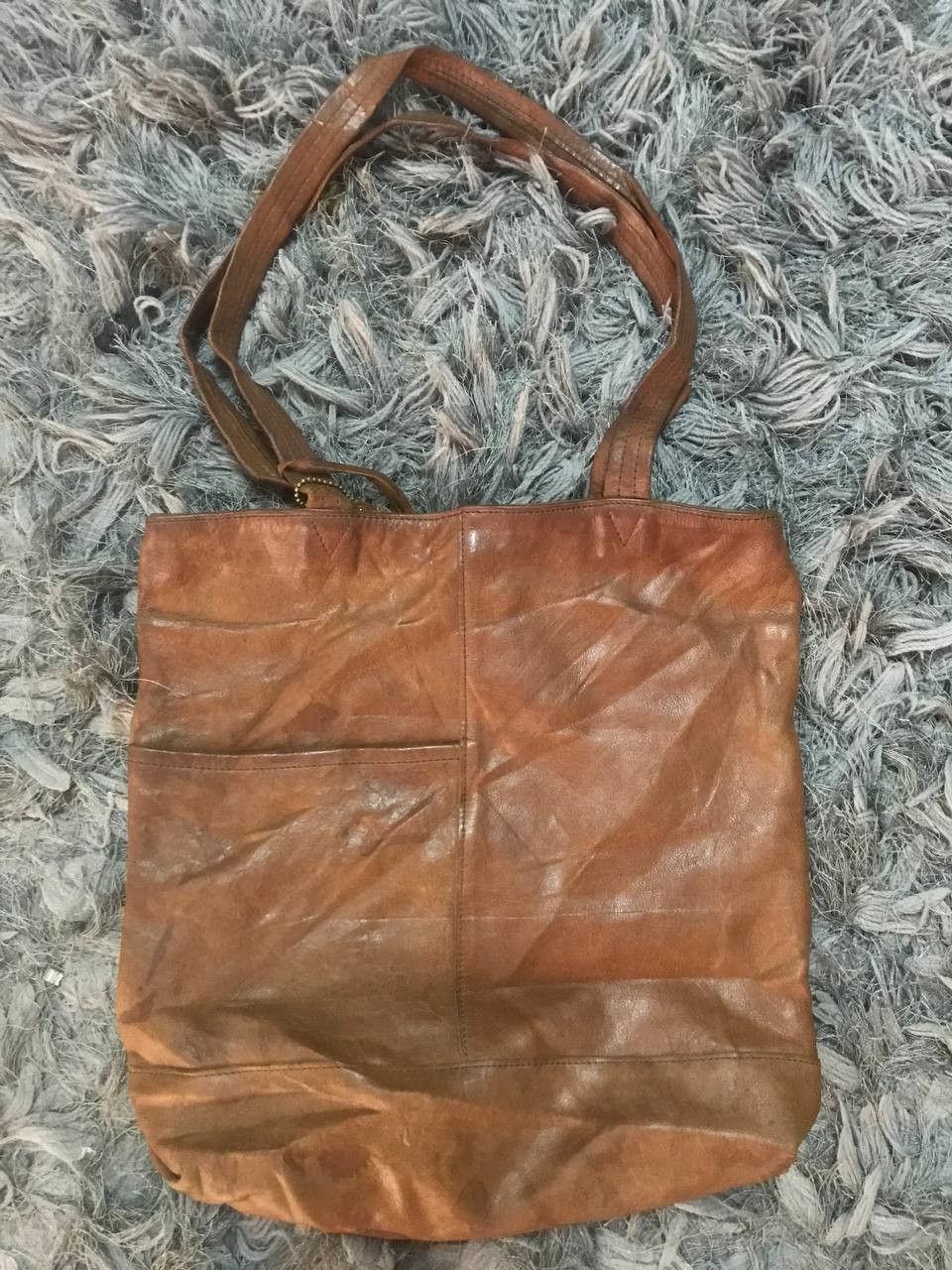 Japanese Brand × Leather Vintage ITAGAKI HOKKAIDO Patina Leather Tote Shoulder Bag Size ONE SIZE - 1 Thumbnail