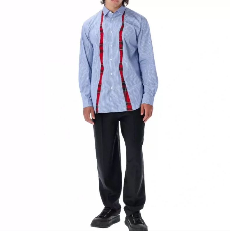 Comme des Garcons Comme Des Garcons Striped patchwork blue shirt 2505-Nextarr Size US M / EU 48-50 / 2 - 9 Thumbnail