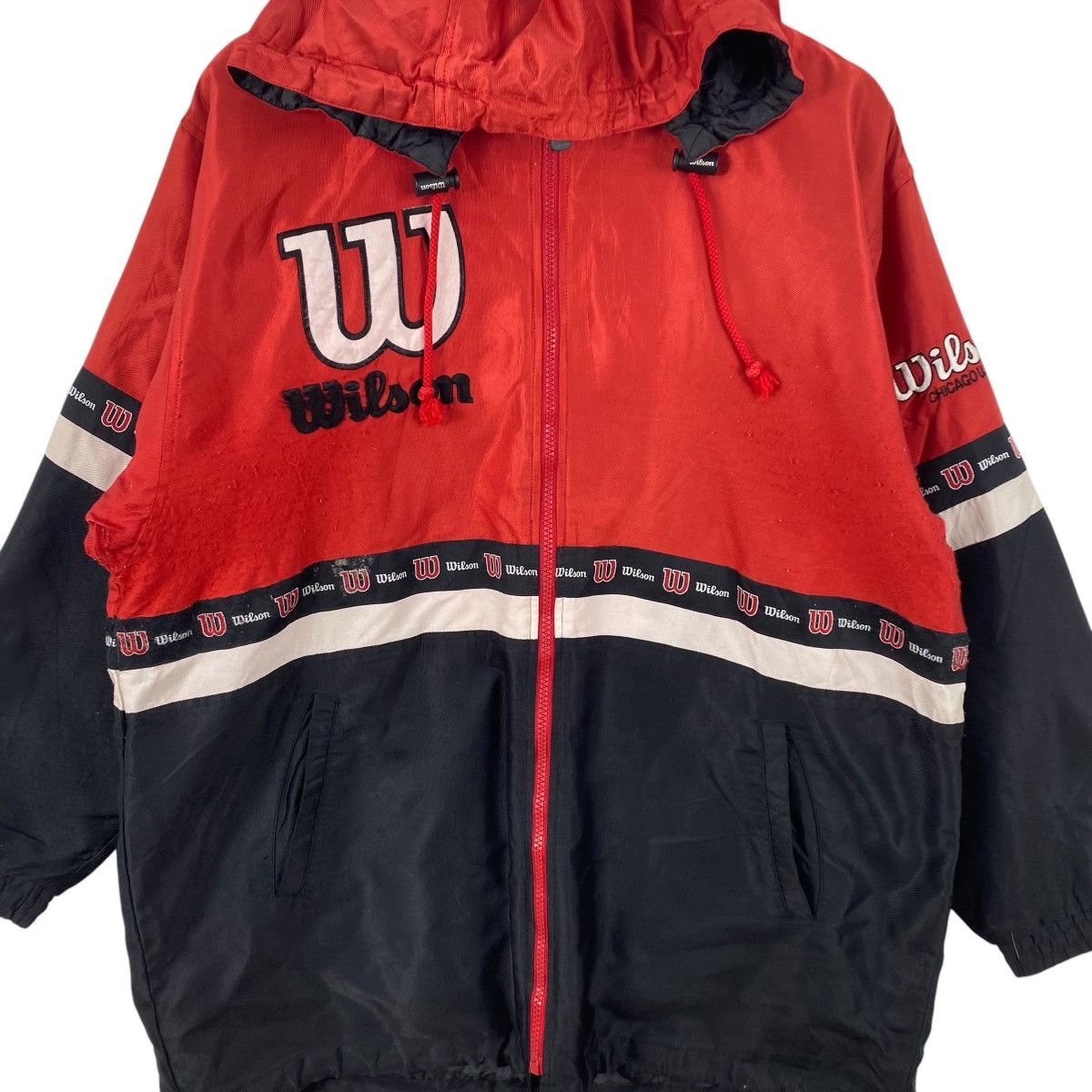Vintage Vintage WILSON Hooded Windbreaker Jacket Big Logo Spell Size US XL / EU 56 / 4 - 5 Thumbnail