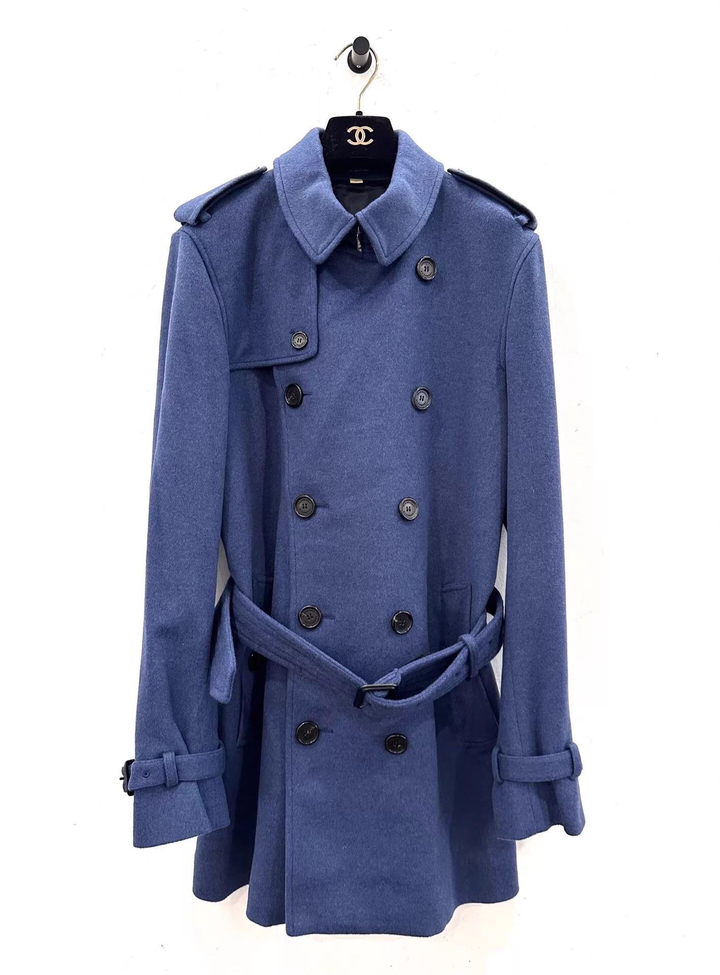 Burberry Blue Double-Breasted Belted Coat Size M Size US M / EU 48-50 / 2 - 1 Thumbnail