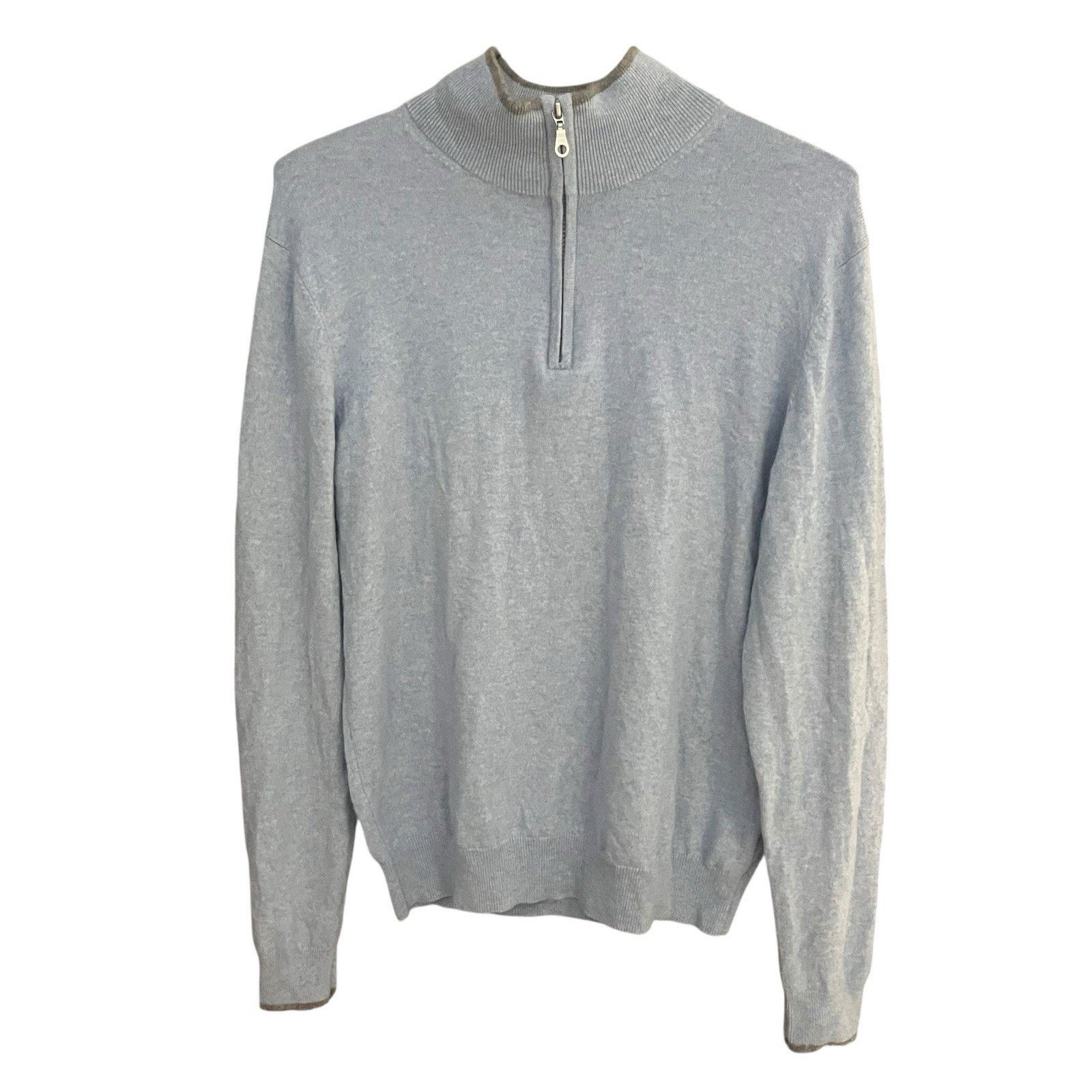 Neiman Marcus Neiman Marcus 100% cloud cashmere men's XL 1/4 blue sweater Size US XL / EU 56 / 4 - 1 Thumbnail