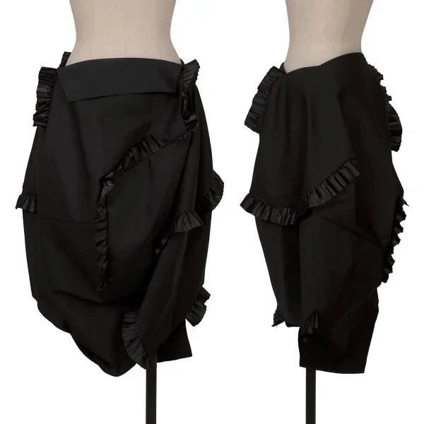 Comme des Garcons COMME des GARCONS Black Ruffled Midi Skirt Size US 28 / EU 44 - 1 Thumbnail