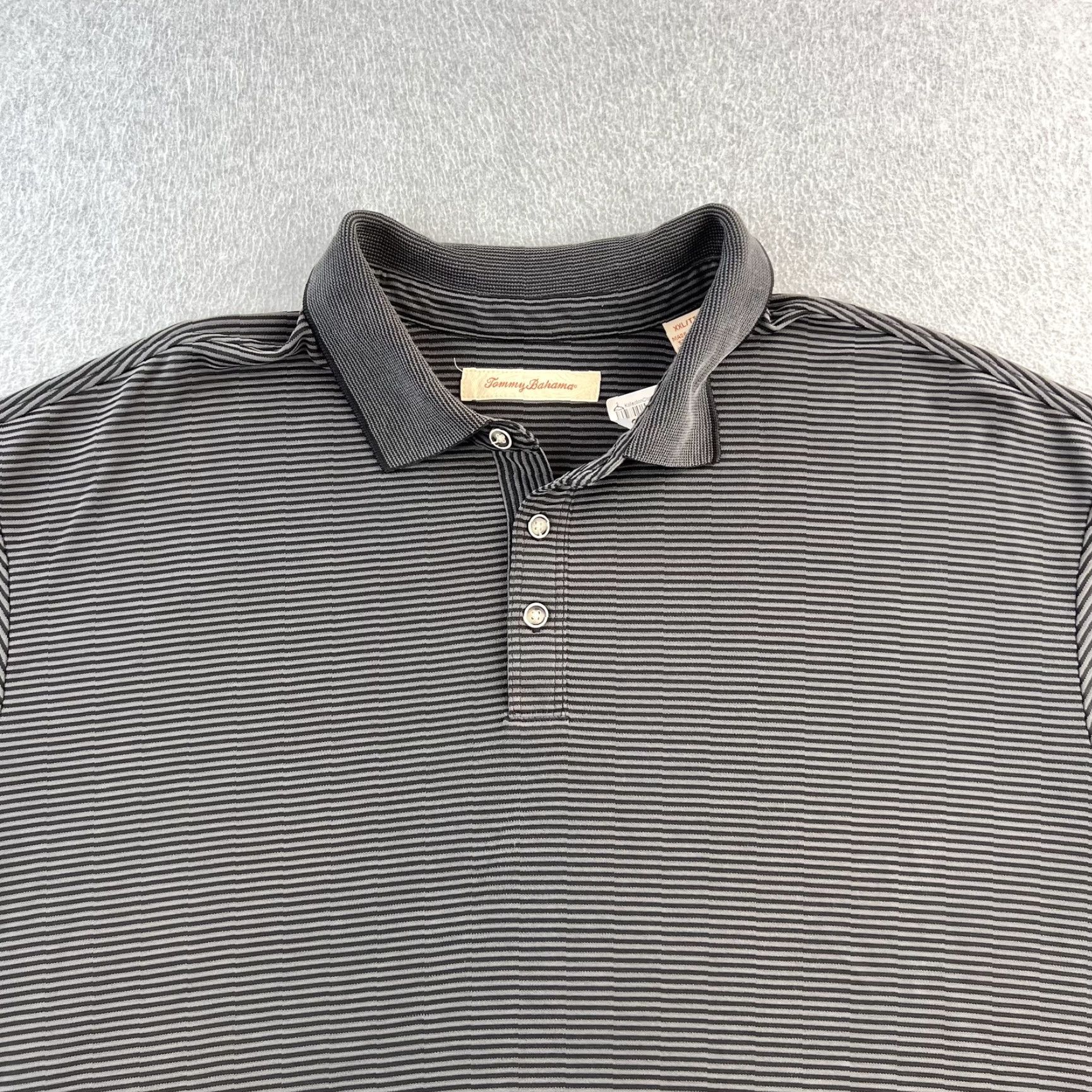Tommy Bahama Tommy Bahama Polo Shirt Mens 2XL Gray Striped Short Sleeve Performance Golf Shirt Mens 2XL Gray Striped Polo Size US XXL / EU 58 / 5 - 4 Thumbnail