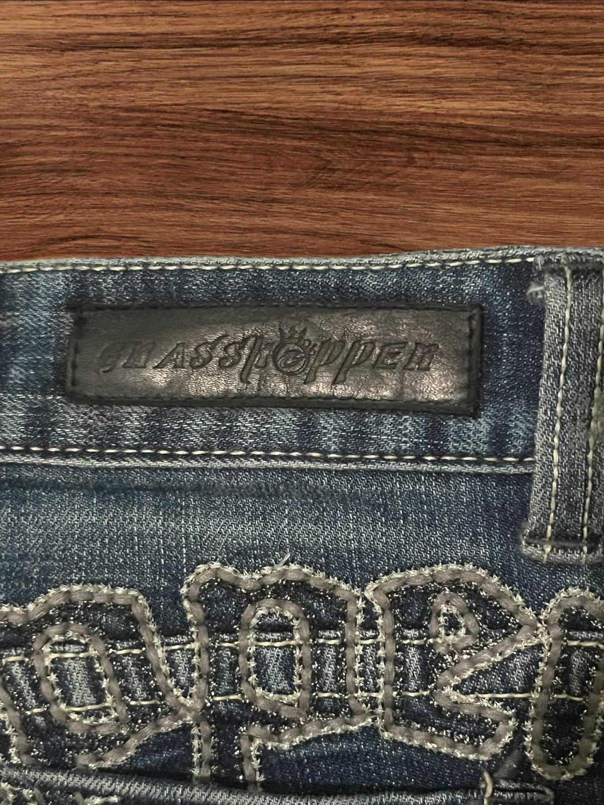 Ed Hardy ⚡️Insane⚡️Grashopper Skull Trinity Embroidered Rip Flare Jeans Size US 29 - 10 Thumbnail
