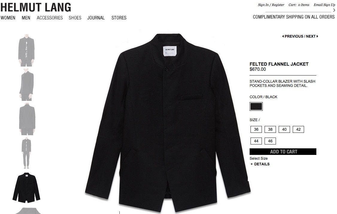 Helmut Lang Helmut Lang Felted Nehru Blazer (New/ Unworn with Tags) Size 38R - 7 Thumbnail