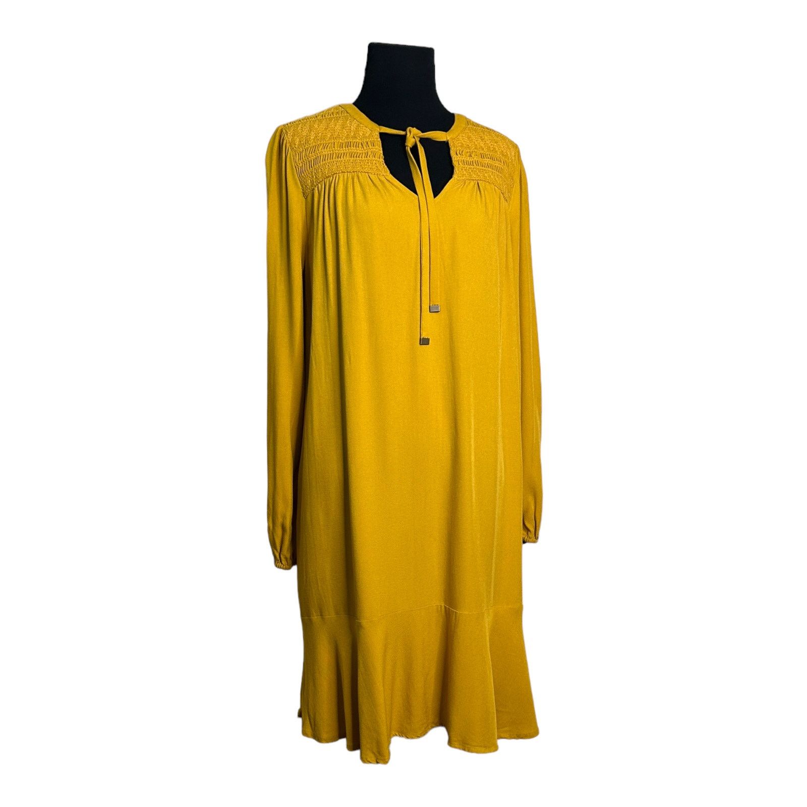 Anthropologie Maeve Yellow Mustard Long Sleeves Tunic Mini Dress size‎ 10 Size L / US 10 / IT 46 - 13 Thumbnail
