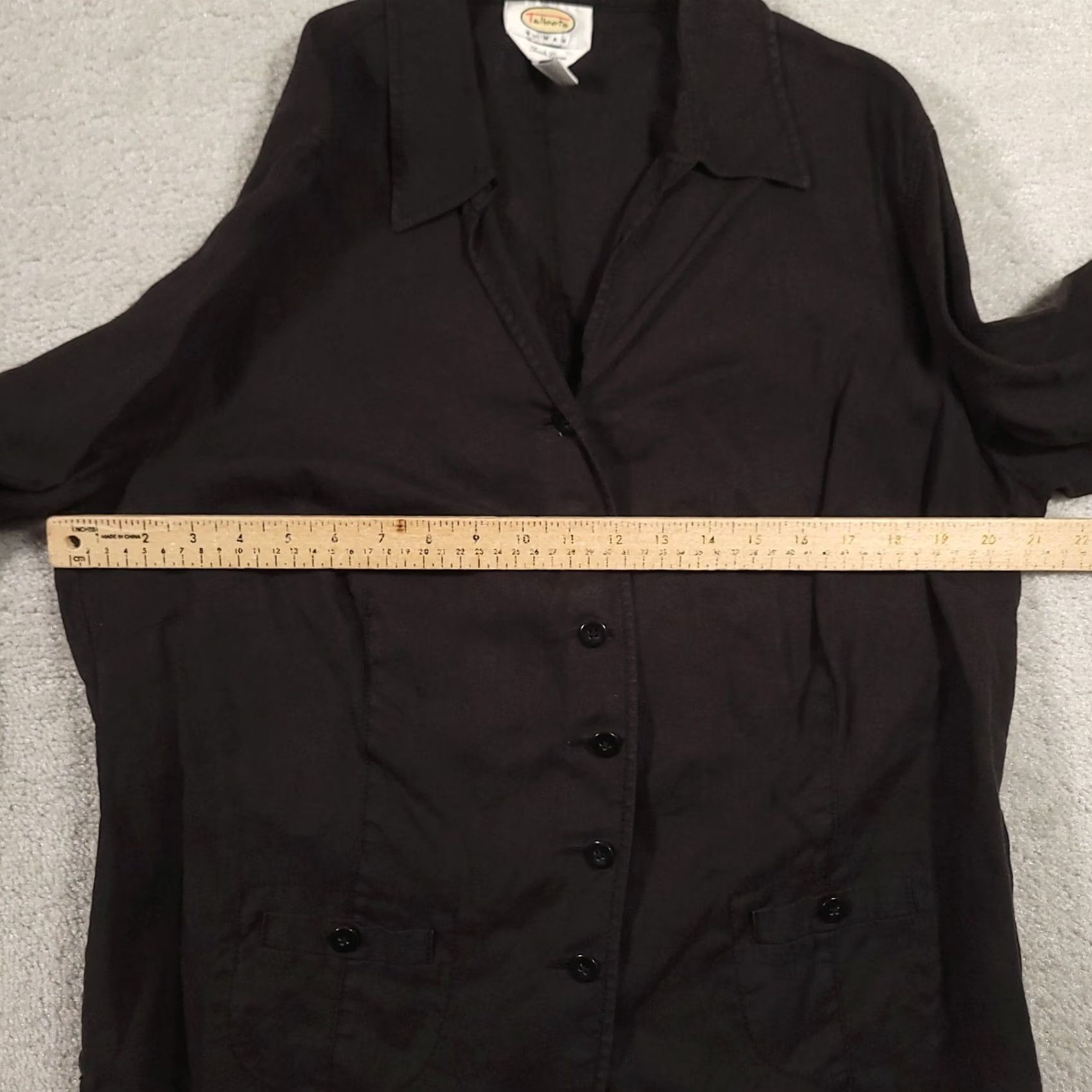 Talbots Talbots Women's 14W Brown Irish Linen 3/4 Sleeve Button Shirt Blouse Size XL / US 12-14 / IT 48-50 - 3 Thumbnail