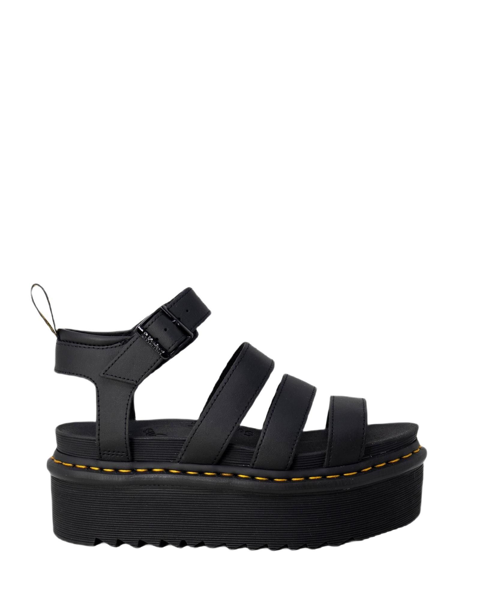 image of Dr Martens Leather Strappy Sandals in Black, Women's (Size 6)